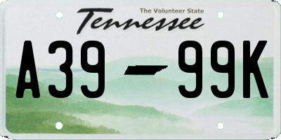 TN license plate A3999K