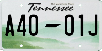 TN license plate A4001J