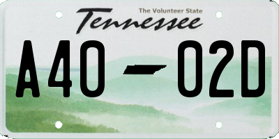 TN license plate A4002D