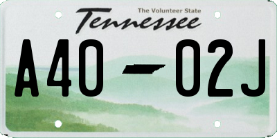TN license plate A4002J