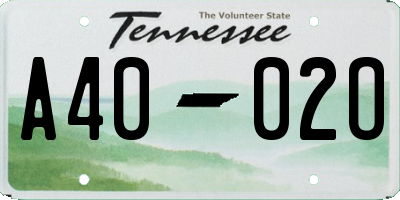 TN license plate A4002O