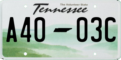 TN license plate A4003C
