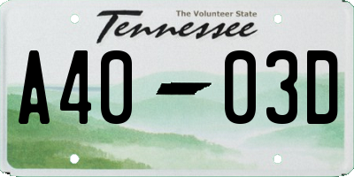 TN license plate A4003D