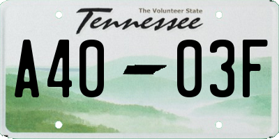 TN license plate A4003F