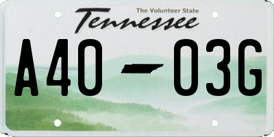 TN license plate A4003G