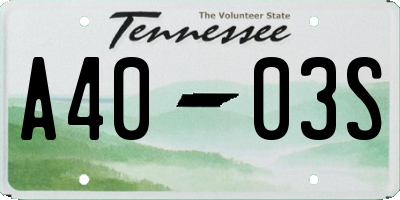 TN license plate A4003S