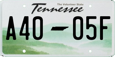 TN license plate A4005F