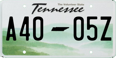 TN license plate A4005Z