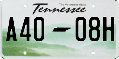 TN license plate A4008H