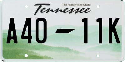 TN license plate A4011K