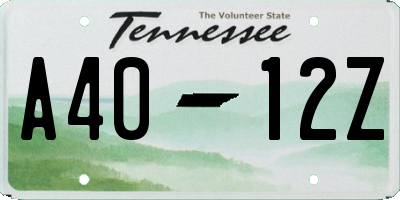 TN license plate A4012Z
