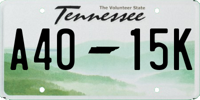 TN license plate A4015K