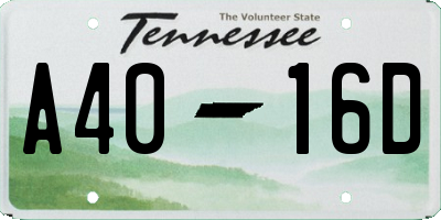 TN license plate A4016D