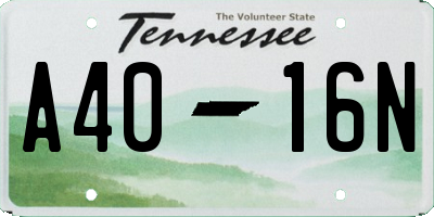 TN license plate A4016N