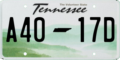 TN license plate A4017D