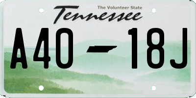 TN license plate A4018J