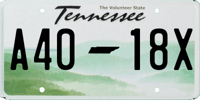 TN license plate A4018X
