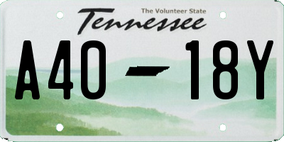 TN license plate A4018Y