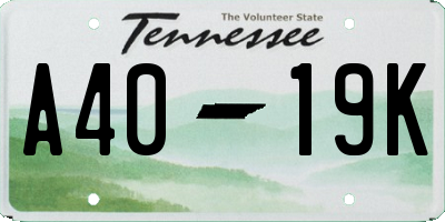 TN license plate A4019K