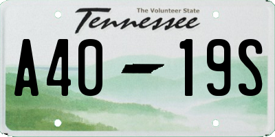 TN license plate A4019S