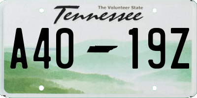 TN license plate A4019Z