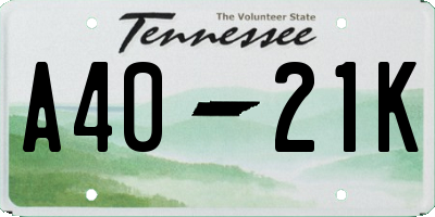 TN license plate A4021K