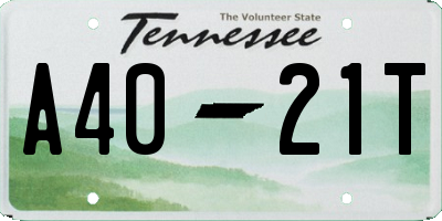 TN license plate A4021T