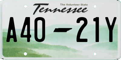 TN license plate A4021Y