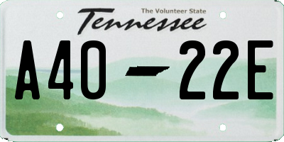TN license plate A4022E