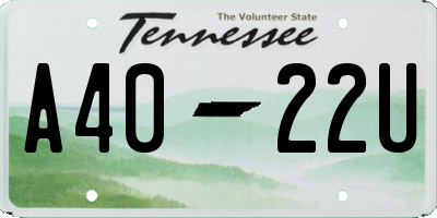 TN license plate A4022U