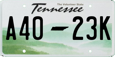 TN license plate A4023K