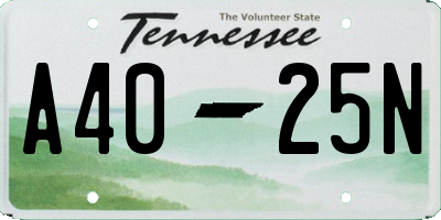 TN license plate A4025N