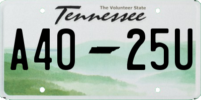 TN license plate A4025U