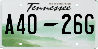 TN license plate A4026G
