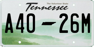 TN license plate A4026M