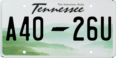TN license plate A4026U
