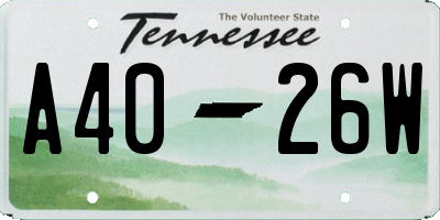 TN license plate A4026W