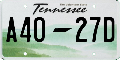 TN license plate A4027D