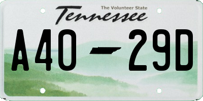 TN license plate A4029D