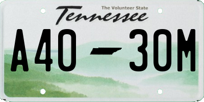 TN license plate A4030M