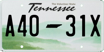 TN license plate A4031X