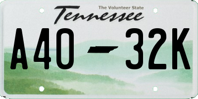 TN license plate A4032K