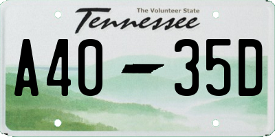 TN license plate A4035D