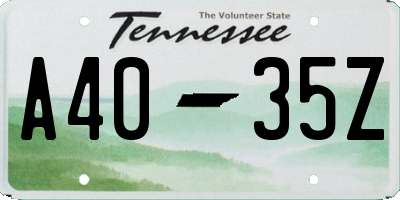 TN license plate A4035Z
