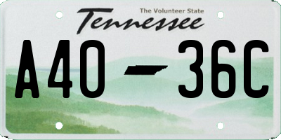 TN license plate A4036C