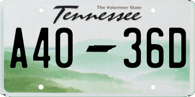 TN license plate A4036D
