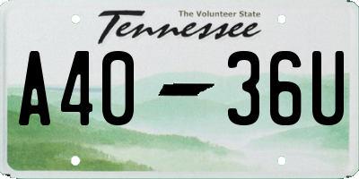 TN license plate A4036U