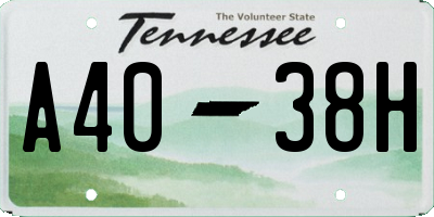 TN license plate A4038H