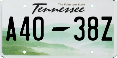 TN license plate A4038Z