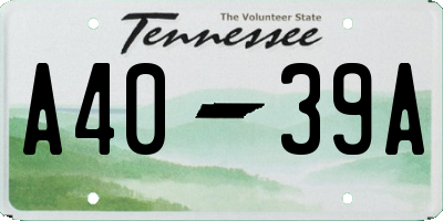 TN license plate A4039A